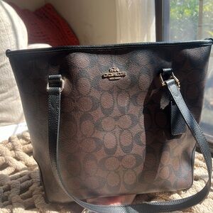 Coach Black and Brown Canvas Tote